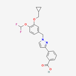 molecular formula C22H20F2N2O4 B1264975 3-[1-[[3-(Cyclopropylmethoxy)-4-(difluoromethoxy)phenyl]methyl]pyrazol-3-yl]benzoic acid 