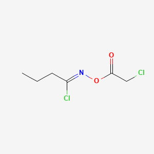 molecular formula C6H9Cl2NO2 B12649809 Butanimidoyl chloride, N-((chloroacetyl)oxy) CAS No. 126794-90-9