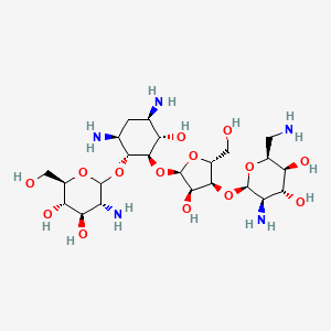 (2S,3S,4R,5R,6R)-5-amino-2-(aminomethyl)-6-[[(2R,3S,4R,5R)-5-[(1R,2R,3S,5R,6S)-3,5-diamino-2-[[(3R,4R,5S,6R)-3-amino-4,5-dihydroxy-6-(hydroxymethyl)-2-oxanyl]oxy]-6-hydroxycyclohexyl]oxy-4-hydroxy-2-(hydroxymethyl)-3-oxolanyl]oxy]oxane-3,4-diol