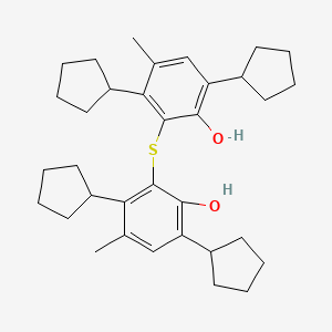 molecular formula C34H46O2S B12650210 2,2'-Thiobis(3,6-dicyclopentyl-p-cresol) CAS No. 55036-36-7