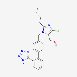 molecular formula C22H22ClN6O- B1265043 5-(4'-{[2-butyl-4-chloro-5-(hydroxymethyl)-1H-imidazol-1-yl]methyl}biphenyl-2-yl)tetrazol-1-ide 