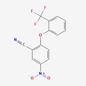 molecular formula C14H7F3N2O3 B12650494 Benzonitrile, 5-nitro-2-(2-(trifluoromethyl)phenoxy)- CAS No. 82674-09-7