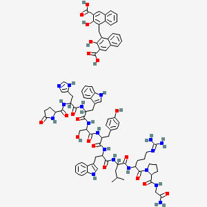 N-[1-[[1-[[1-[[1-[[1-[[1-[[1-[2-[(2-amino-2-oxoethyl)carbamoyl]pyrrolidin-1-yl]-5-(diaminomethylideneamino)-1-oxopentan-2-yl]amino]-4-methyl-1-oxopentan-2-yl]amino]-3-(1H-indol-3-yl)-1-oxopropan-2-yl]amino]-3-(4-hydroxyphenyl)-1-oxopropan-2-yl]amino]-3-hydroxy-1-oxopropan-2-yl]amino]-3-(1H-indol-3-yl)-1-oxopropan-2-yl]amino]-3-(1H-imidazol-5-yl)-1-oxopropan-2-yl]-5-oxopyrrolidine-2-carboxamide;4-[(3-carboxy-2-hydroxynaphthalen-1-yl)methyl]-3-hydroxynaphthalene-2-carboxylic acid