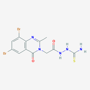molecular formula C12H11Br2N5O2S B12650753 2-[(6,8-Dibromo-2-methyl-4-oxoquinazolin-3(4H)-yl)acetyl]hydrazine-1-carbothioamide CAS No. 68377-74-2