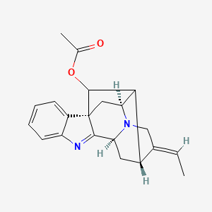 molecular formula C21H22N2O2 B1265079 [(1R,10S,12R,13E,16S)-13-ethylidene-8,15-diazahexacyclo[14.2.1.01,9.02,7.010,15.012,17]nonadeca-2,4,6,8-tetraen-18-yl] acetate 