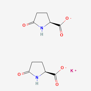 molecular formula C10H12KN2O6- B12650958 Potassium bis(5-oxo-L-prolinate) CAS No. 37736-58-6
