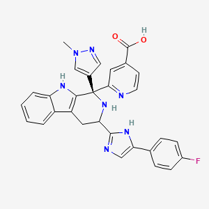 molecular formula C30H24FN7O2 B12651012 4-Pyridinecarboxylic acid, 2-[(1R,3R)-3-[5-(4-fluorophenyl)-1H-imidazol-2-yl]-2,3,4,9-tetrahydro-1-(1-methyl-1H-pyrazol-4-yl)-1H-pyrido[3,4-b]indol-1-yl]- 