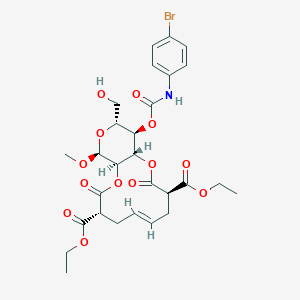 molecular formula C28H34BrNO13 B1265105 diethyl (1S,4R,6E,9R,12R,13S,15R,16R)-16-[(4-bromophenyl)carbamoyloxy]-15-(hydroxymethyl)-13-methoxy-3,10-dioxo-2,11,14-trioxabicyclo[10.4.0]hexadec-6-ene-4,9-dicarboxylate 