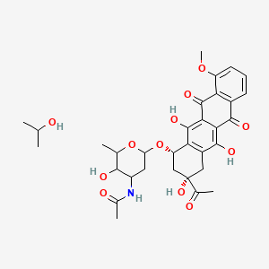 molecular formula C32H39NO12 B1265106 N-[6-[[(1S,3S)-3-acetyl-3,5,12-trihydroxy-10-methoxy-6,11-dioxo-2,4-dihydro-1H-tetracen-1-yl]oxy]-3-hydroxy-2-methyloxan-4-yl]acetamide;propan-2-ol CAS No. 56816-39-8