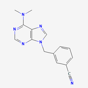 molecular formula C15H14N6 B12651416 Benzonitrile, 3-((6-(dimethylamino)-9H-purin-9-yl)methyl)- CAS No. 112089-20-0