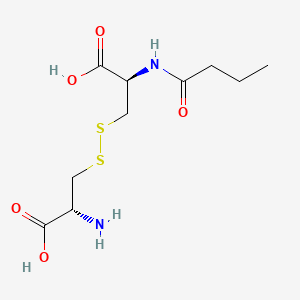 molecular formula C10H18N2O5S2 B12651664 N-(1-Oxobutyl)-L-cystine CAS No. 94108-05-1