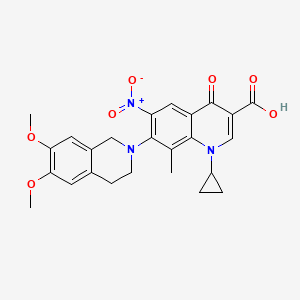 molecular formula C25H25N3O7 B1265167 1-Cyclopropyl-1,4-dihydro-7-(3,4-dihydro-6,7-dimethoxyisoquinolin-2(1H)-yl)-8-methyl-6-nitro-4-oxoquinoline-3-carboxylic acid 