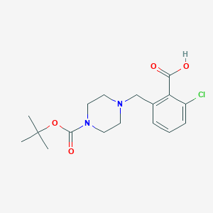 molecular formula C17H23ClN2O4 B12651683 2-((4-(Tert-butoxycarbonyl)piperazin-1-yl)methyl)-6-chlorobenzoic acid 