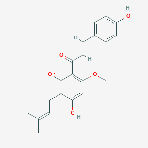 molecular formula C21H21O5- B1265175 3-hydroxy-6-[(2E)-3-(4-hydroxyphenyl)prop-2-enoyl]-5-methoxy-2-(3-methylbut-2-en-1-yl)phenolate 