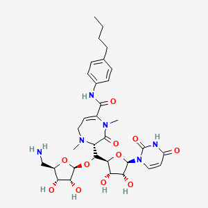 (2S)-2-[[(2S,3R,4S,5R)-5-(Aminomethyl)-3,4-dihydroxyoxolan-2-yl]oxy-[(2S,3S,4R,5R)-5-(2,4-dioxopyrimidin-1-yl)-3,4-dihydroxyoxolan-2-yl]methyl]-N-(4-butylphenyl)-1,4-dimethyl-3-oxo-2,7-dihydro-1,4-diazepine-5-carboxamide