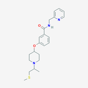 molecular formula C22H29N3O2S B1265188 3-[[1-[1-(methylthio)propan-2-yl]-4-piperidinyl]oxy]-N-(2-pyridinylmethyl)benzamide 