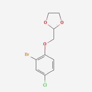 molecular formula C10H10BrClO3 B12651942 2-(2-Bromo-4-chloro-phenoxy)methyl-1,3-dioxolane 