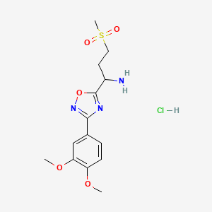 molecular formula C14H20ClN3O5S B12652033 1-[3-(3,4-Dimethoxyphenyl)-1,2,4-oxadiazol-5-yl]-3-methanesulfonylpropan-1-amine hydrochloride 