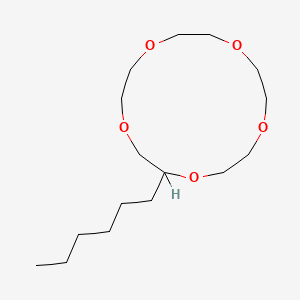 molecular formula C16H32O5 B12652268 2-Hexyl-1,4,7,10,13-pentaoxacyclopentadecane CAS No. 65743-07-9