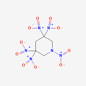 molecular formula C5H6N6O10 B12652279 Piperidine, 1,3,3,5,5-pentanitro- CAS No. 71706-07-5
