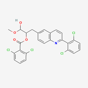 molecular formula C26H19Cl4NO4 B1265232 3-[2-(2,6-Dichlorophenyl)-6-quinolyl]-1-hydroxy-1-methoxypropan-2-yl 2,6-dichlorobenzoate 