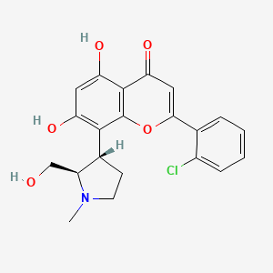 molecular formula C21H20ClNO5 B1265239 2-(2-chlorophenyl)-5,7-dihydroxy-8-[(2R,3S)-2-(hydroxymethyl)-1-methylpyrrolidin-3-yl]chromen-4-one CAS No. 920113-02-6