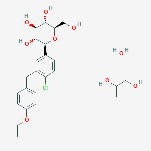 molecular formula C24H35ClO9 B1265240 Dapagliflozin propylene glycolate hydrate 