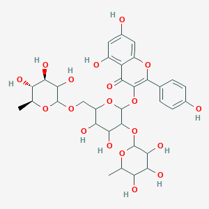 molecular formula C33H40O19 B1265243 5,7-Dihydroxy-2-(4-hydroxyphenyl)-4-oxo-4H-1-benzopyran-3-yl 6-deoxyhexopyranosyl-(1->2)-[6-deoxyhexopyranosyl-(1->6)]hexopyranoside 