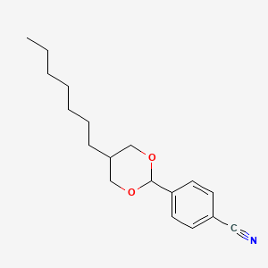 molecular formula C18H25NO2 B12652540 4-(5-Heptyl-1,3-dioxan-2-yl)benzonitrile CAS No. 74800-45-6