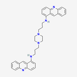 molecular formula C36H38N6 B12652697 1,4-Piperazinedipropanamine, N,N'-di-9-acridinyl- CAS No. 97614-84-1