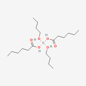 molecular formula C20H44O6Ti B12652749 Dibutoxybis(hexanoato-O)titanium CAS No. 94277-50-6