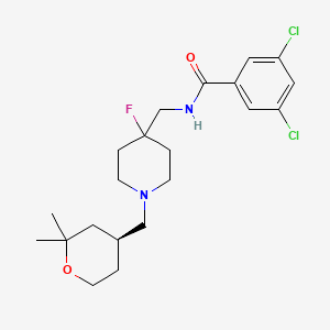 molecular formula C21H29Cl2FN2O2 B1265283 (S)-3,5-Dichloro-N-((1-((2,2-dimethyltetrahydro-2H-pyran-4-yl)methyl)-4-fluoropiperidin-4-yl)methyl)benzamide CAS No. 1072018-68-8