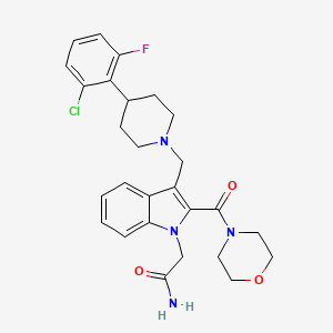 2-[3-[[4-(2-Chloro-6-fluorophenyl)piperidin-1-yl]methyl]-2-(morpholine-4-carbonyl)indol-1-yl]acetamide