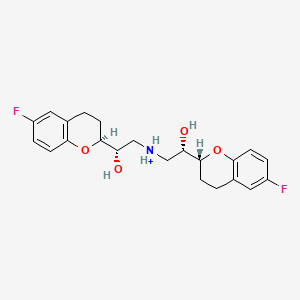 molecular formula C22H26F2NO4+ B1265327 (2S)-2-[(2R)-6-fluoro-3,4-dihydro-2H-1-benzopyran-2-yl]-N-{(2S)-2-[(2S)-6-fluoro-3,4-dihydro-2H-1-benzopyran-2-yl]-2-hydroxyethyl}-2-hydroxyethan-1-aminium 