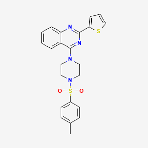 molecular formula C23H22N4O2S2 B1265329 4-[4-(4-甲基苯基)磺酰基-1-哌嗪基]-2-噻吩-2-基喹唑啉 