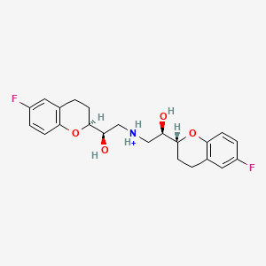 molecular formula C22H26F2NO4+ B1265345 (2R)-2-[(2S)-6-fluoro-3,4-dihydro-2H-1-benzopyran-2-yl]-N-{(2R)-2-[(2R)-6-fluoro-3,4-dihydro-2H-1-benzopyran-2-yl]-2-hydroxyethyl}-2-hydroxyethan-1-aminium 