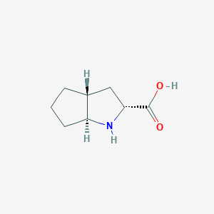 molecular formula C8H13NO2 B1265348 (2R,3aR,6aS)-1,2,3,3a,4,5,6,6a-octahydrocyclopenta[b]pyrrole-2-carboxylic acid 