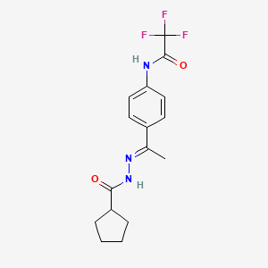 molecular formula C16H18F3N3O2 B1265350 N-[(E)-1-[4-[(2,2,2-trifluoroacetyl)amino]phenyl]ethylideneamino]cyclopentanecarboxamide 