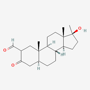 molecular formula C21H32O3 B1265353 (5S,8R,9S,10S,13S,14S,17S)-17-hydroxy-10,13,17-trimethyl-3-oxo-2,4,5,6,7,8,9,11,12,14,15,16-dodecahydro-1H-cyclopenta[a]phenanthrene-2-carboxaldehyde 