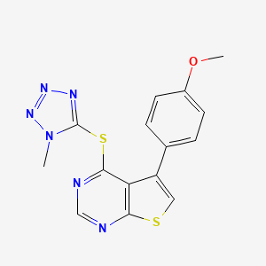 molecular formula C15H12N6OS2 B1265354 5-(4-甲氧基苯基)-4-[(1-甲基-5-四唑基)硫代]噻吩[2,3-d]嘧啶 