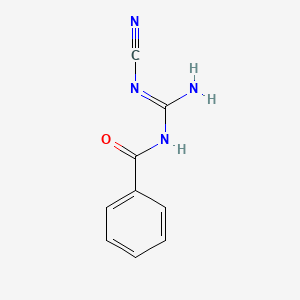 molecular formula C9H8N4O B12653955 N-Benzoyl-N'-cyanoguanidine CAS No. 7746-72-7