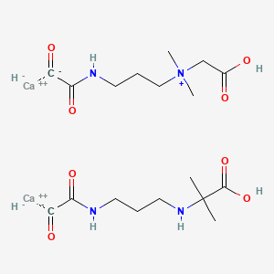 molecular formula C18H33Ca2N4O8+ B12653968 Dicalcium;carboxymethyl-dimethyl-[3-[(2-oxoacetyl)amino]propyl]azanium;hydride;2-methyl-2-[3-[(2-oxoacetyl)amino]propylamino]propanoic acid CAS No. 84136-42-5