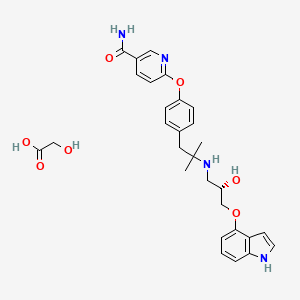 molecular formula C29H34N4O7 B12654435 2-hydroxyacetic acid;6-[4-[2-[[(2S)-2-hydroxy-3-(1H-indol-4-yloxy)propyl]amino]-2-methylpropyl]phenoxy]pyridine-3-carboxamide CAS No. 340784-55-6