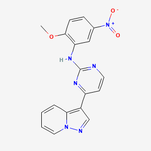 molecular formula C18H14N6O3 B12654533 N-(2-methoxy-5-nitrophenyl)-4-pyrazolo[1,5-a]pyridin-3-ylpyrimidin-2-amine 