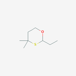 molecular formula C8 H16 O S<br>C8H16OS B12654579 1,3-Oxathiane, 2-ethyl-4,4-dimethyl- CAS No. 444880-09-5