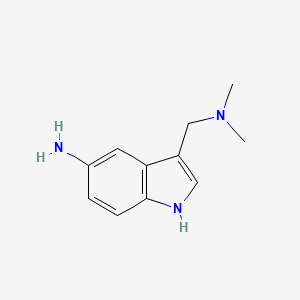 molecular formula C11H15N3 B1265464 吲哚，5-氨基-3-((二甲氨基)甲基)- CAS No. 3414-74-2