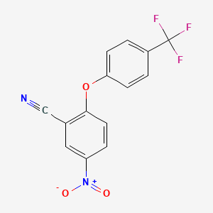 molecular formula C14H7F3N2O3 B12654687 Benzonitrile, 5-nitro-2-(4-(trifluoromethyl)phenoxy)- CAS No. 82673-97-0