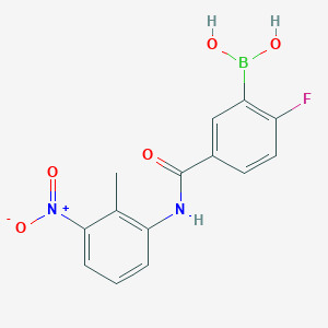molecular formula C14H12BFN2O5 B12654802 2-Fluoro-5-(2-methyl-3-nitrophenylcarbamoyl)benzeneboronic acid 