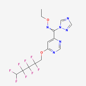 molecular formula C14H12F8N6O2 B12654842 Methanone, [6-[(2,2,3,3,4,4,5,5-octafluoropentyl)oxy]-4-pyrimidinyl]-1H-1,2,4-triazol-1-yl-, O-ethyloxime, (Z)- 