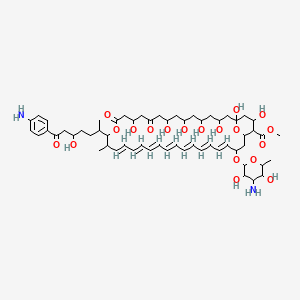 molecular formula C59H86N2O19 B12654968 methyl (19E,21E,23E,25E,27E,29E,31E)-33-(4-amino-3,5-dihydroxy-6-methyloxan-2-yl)oxy-17-[7-(4-aminophenyl)-5-hydroxy-7-oxoheptan-2-yl]-1,3,5,7,9,13,37-heptahydroxy-18-methyl-11,15-dioxo-16,39-dioxabicyclo[33.3.1]nonatriaconta-19,21,23,25,27,29,31-heptaene-36-carboxylate 